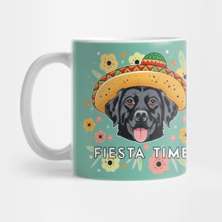 Black Labrador Ready For Fiesta Time Wearing Sombrero Mug